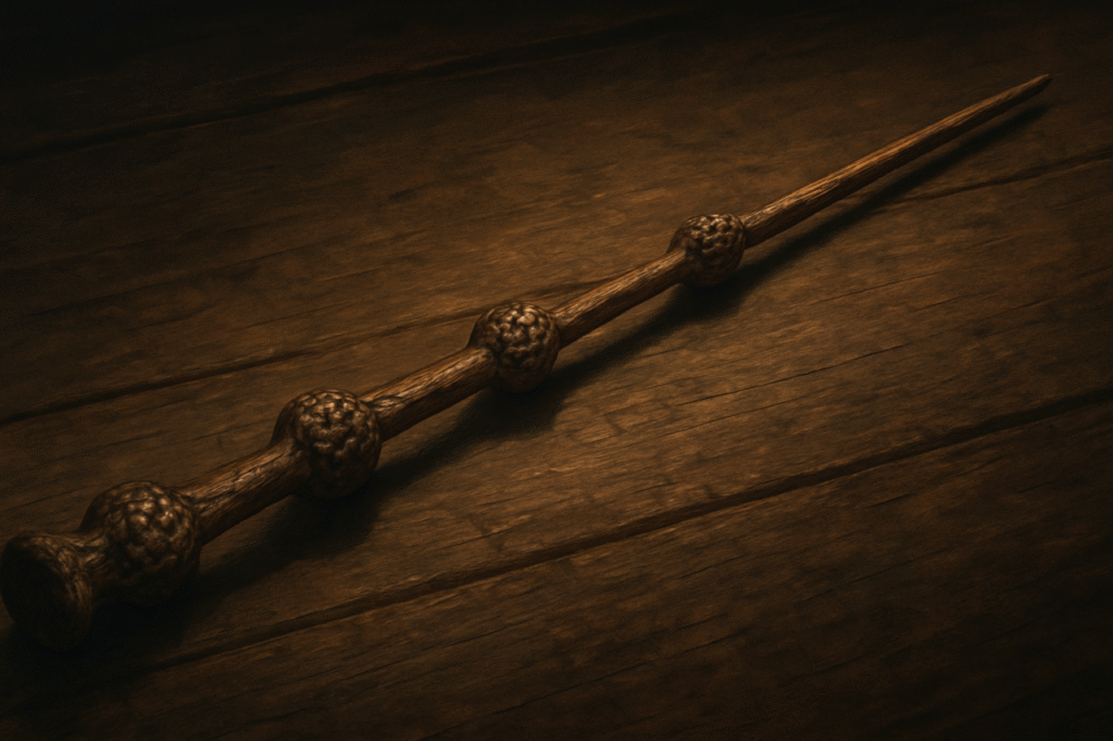 harry potter varita sauco sola sobre madera