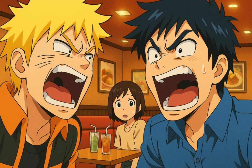 naruto discusion comedia gritos anime cafeteria