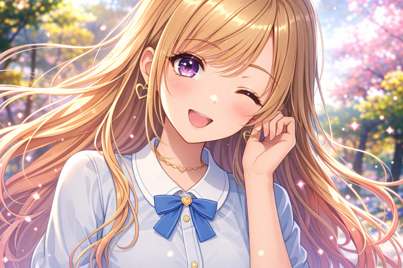 anime chica linda guinando ojo estilo anime