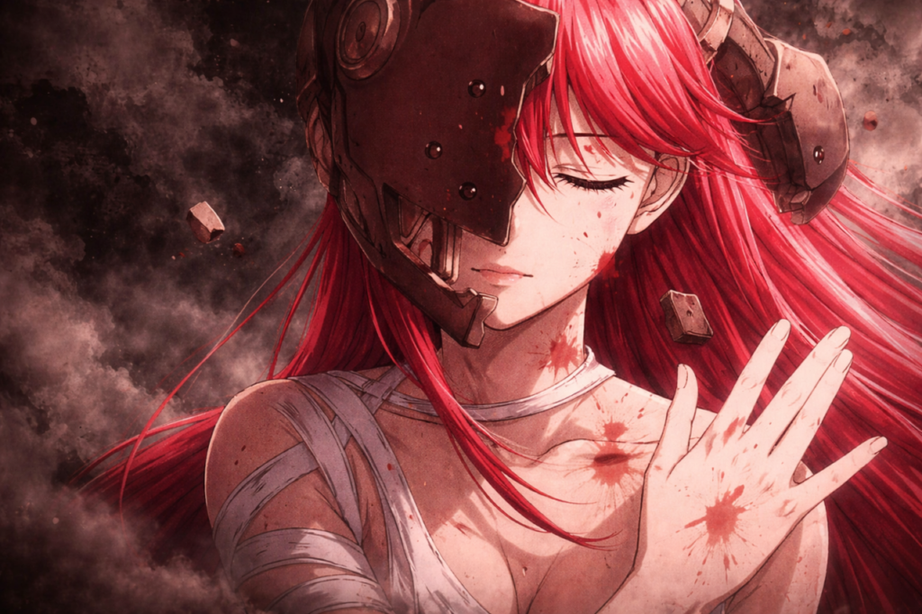 lucy-elfen-lied-broken-helmet-emotional-scene