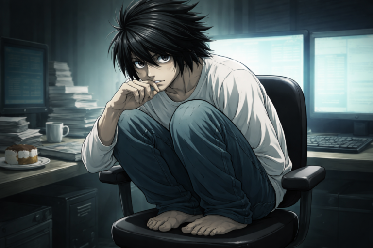 La postura extraña de L Lawliet en Death Note y lo que revela del personaje