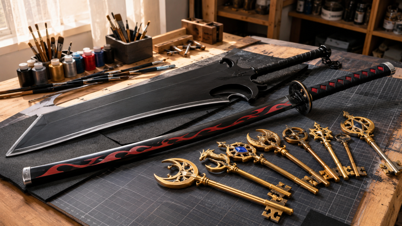 armas anime cosplay zangetsu tanjiro llaves